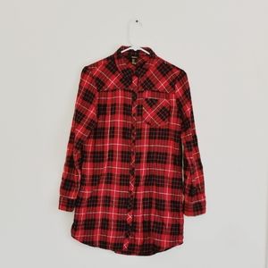 Forever 21 Red and Black Longsleeve Button Down Flannel Shirt Size S